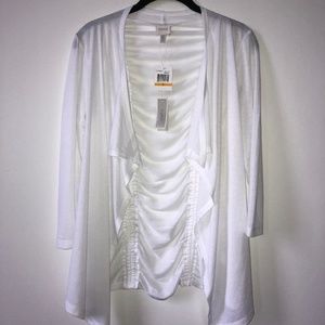 3/4 Sleeve White Shrug Cardigan